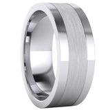 Heavy Solid Sterling Silver 8mm Flat Court Shape Brushed Center Polished Sides Mens Ring Wedding Band