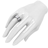 Heavy Solid Sterling Silver 8mm Flat Court Shape Brushed Center Polished Sides Mens Ring Wedding Band