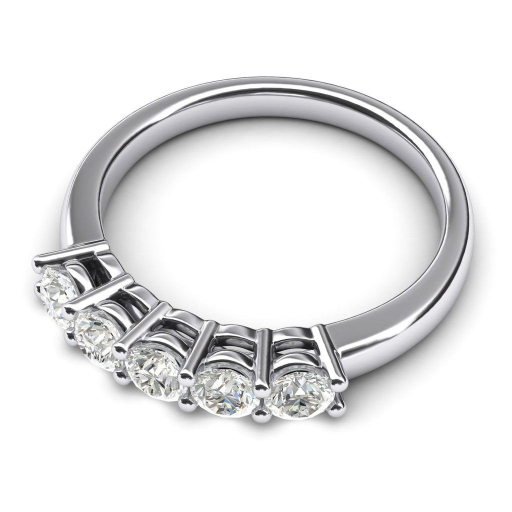 Solid Sterling Silver Eternal Five Stones Anniversary Ring Simulated Brilliant Diamonds Eternity ring 1.25ctw for Women
