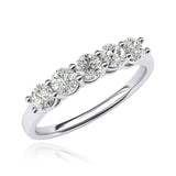 10k White Gold Eternal Five Stones Anniversary Ring Simulated Brilliant Diamonds Eternity ring 1.25ctw for Women