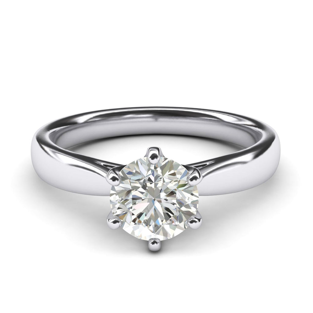 Sterling Silver 2.0 CT Classic 6-Prong Solitaire Simulated Diamond