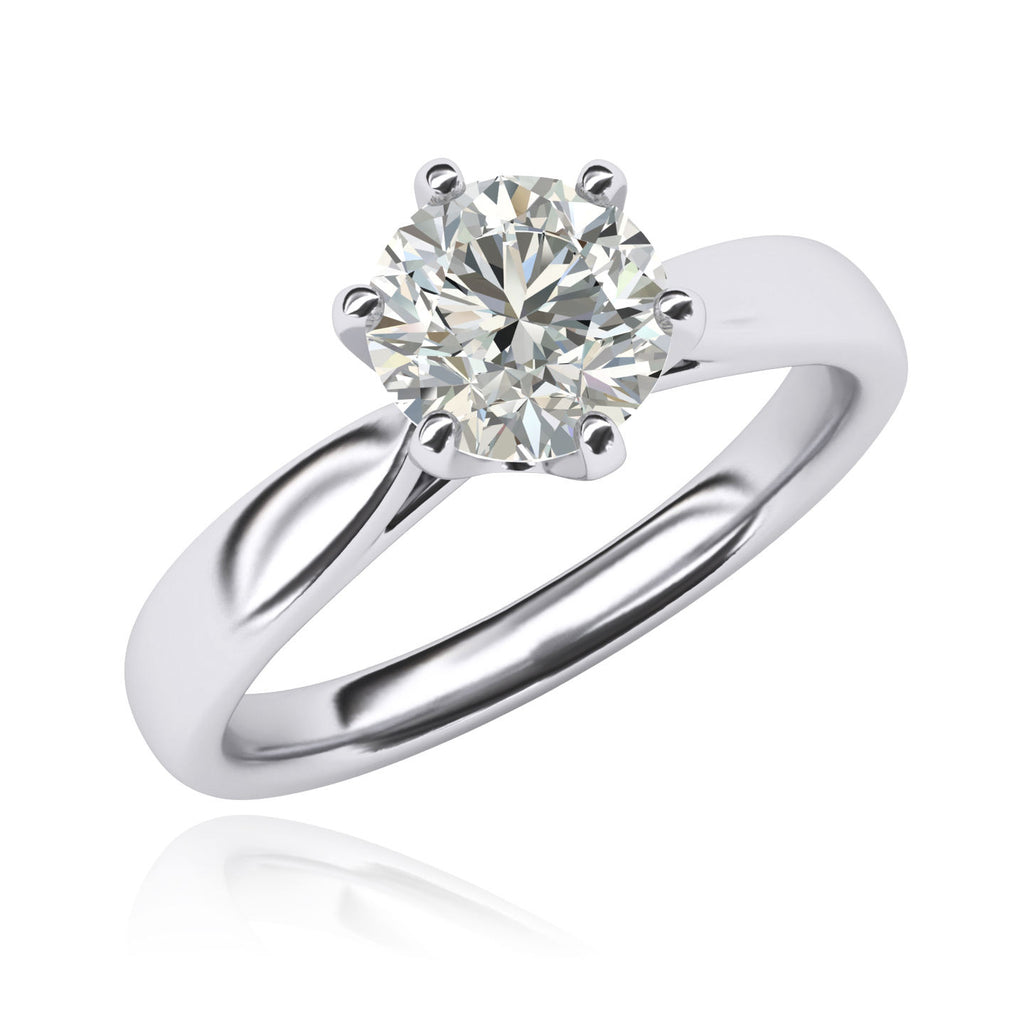 Sterling Silver 2.0 CT Classic 6-Prong Solitaire Simulated Diamond