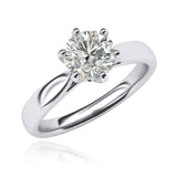 Sterling Silver 2.0 CT Classic 6-Prong Solitaire Simulated Diamond Engagement Ring Promise Bridal Wedding Ring