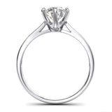 Pure 10k white gold 2.0 CT Classic 6-Prong Solitaire Simulated Diamond Engagement Ring Promise Bridal Wedding Ring