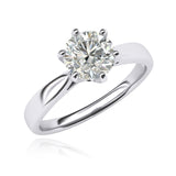 Pure 14k white gold 2.0 CT Classic 6-Prong Solitaire Simulated Diamond Engagement Ring Promise Bridal Wedding Ring