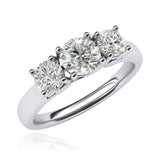 Solid Sterling Silver Three Stone Trellis Simulated Diamond Ring Promise Engagement ring 2.0ctw for Women