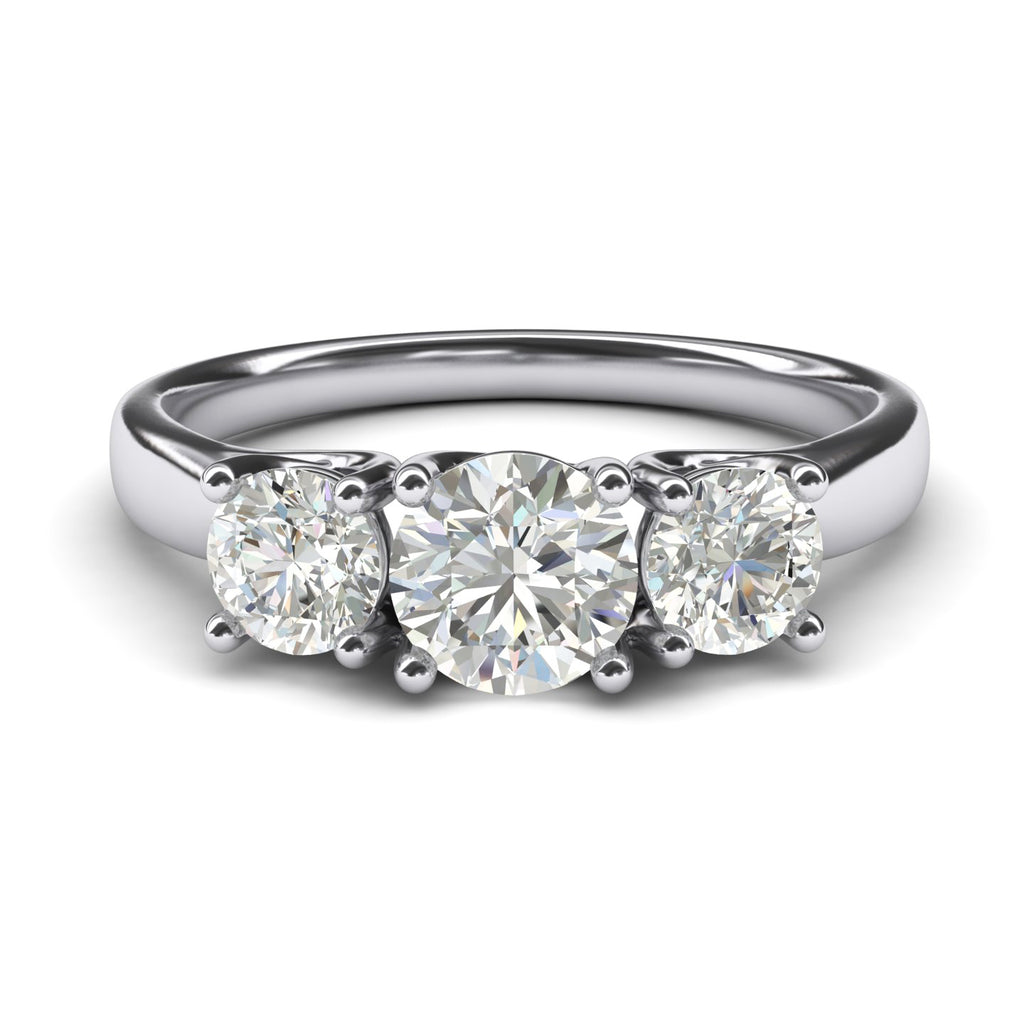 Fine 14k White Gold Three Stone Trellis Simulated Diamond Ring Promise Engagement ring 2.0ctw for Women