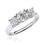 Fine 14k White Gold Three Stone Trellis Simulated Diamond Ring Promise Engagement ring 2.0ctw for Women