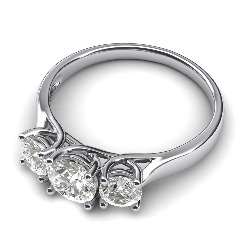 Fine 10k White Gold Three Stone Trellis Simulated Diamond Ring Promise Engagement ring 2.0ctw for Women