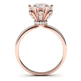 10k Rose Gold Romantic Flower Style 6-Prong Set 2.0 CT Simulated Diamond Engagement Ring