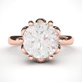 10k Rose Gold Romantic Flower Style 6-Prong Set 2.0 CT Simulated Diamond Engagement Ring