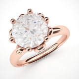 10k Rose Gold Romantic Flower Style 6-Prong Set 2.0 CT Simulated Diamond Engagement Ring
