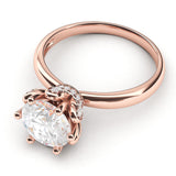 10k Rose Gold Romantic Flower Style 6-Prong Set 2.0 CT Simulated Diamond Engagement Ring