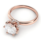 14k Rose Gold Romantic Flower Style 6-Prong Set 2.0 CT Simulated Diamond Engagement Ring