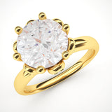 14k Yellow Gold Romantic Flower Style 6-Prong Set 2.0 CT Simulated Diamond Engagement Ring