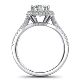 Women Solid Sterling Silver 2.0ctw Simulated Brilliant Round Diamond Engagement Ring Dual Halo Split Shank