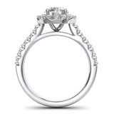 Women's Solid Sterling Silver Large Halo 1.5ctw Simulated Brilliant Round Diamond Engagement Ring With Side Stones