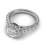 Women's Solid Sterling Silver Large Halo 1.5ctw Simulated Brilliant Round Diamond Engagement Ring With Side Stones