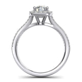 Women Solid Sterling Silver 1.0ctw Simulated Brilliant Round Diamond Engagement Ring Cushion Shape Halo Split Shank