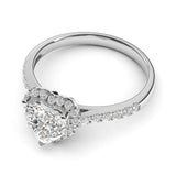 10k White Gold Simulated Heart-shaped Diamond Halo Engagement Ring with Side Stones Promise Bridal Ring