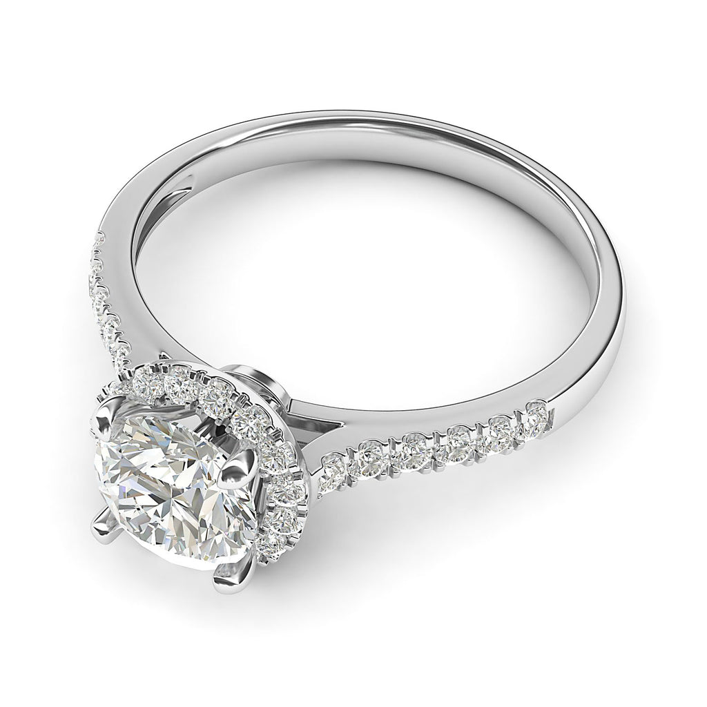Emerald Cut Hidden Halo Pave Engagement Ring - Peighton - Sylvie Jewelry