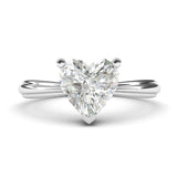 Sterling Silver Simulated Heart-shaped Diamond Engagement Ring Raised Shank Promise Bridal Ring