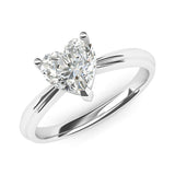 Sterling Silver Simulated Heart-shaped Diamond Engagement Ring Raised Shank Promise Bridal Ring