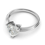 Sterling Silver Simulated Heart-shaped Diamond Engagement Ring Raised Shank Promise Bridal Ring