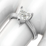 Sterling Silver Simulated Heart-shaped Diamond Engagement Ring Raised Shank Promise Bridal Ring