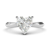 14k White Gold Simulated Heart-shaped Diamond Engagement Ring Raised Shank Promise Bridal Ring