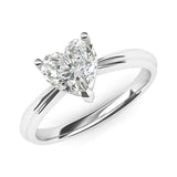14k White Gold Simulated Heart-shaped Diamond Engagement Ring Raised Shank Promise Bridal Ring