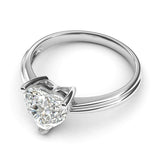 10k White Gold Simulated Heart-shaped Diamond Engagement Ring Raised Shank Promise Bridal Ring