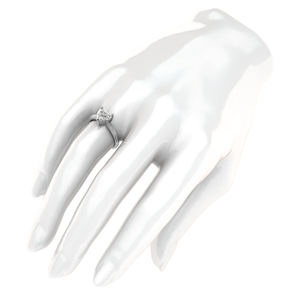 14k White Gold Simulated Heart-shaped Diamond Engagement Ring Raised Shank Promise Bridal Ring