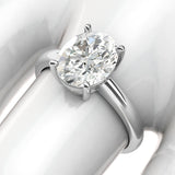 10k White Gold 8x10mm Simulated Oval-Cut Diamond Engagement Ring Domed Band Promise Bridal Ring