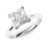 14k White Gold Square 8mm Simulated Princess Cut Diamond Engagement Ring Knife Edge Promise Bridal Ring