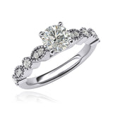 Women's Vintage-inspired Milgrain Marquise and Dot Simulated Diamond Engagement Ring Matching Wedding Ring Set