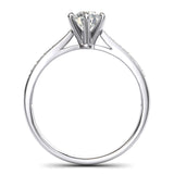 10k white gold 1.0 CT Classic 6-Prong Simulated Diamond Engagement Ring Graduated Side Stones Promise Bridal Ring