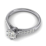 10k white gold 1.0 CT Classic 6-Prong Simulated Diamond Engagement Ring Graduated Side Stones Promise Bridal Ring