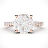 10k Rose Gold 2CT Classic 4-Prong Simulated Diamond Engagement Ring with Side Stones Promise Bridal Ring