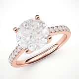 14k Rose Gold 2CT Classic 4-Prong Simulated Diamond Engagement Ring with Side Stones Promise Bridal Ring