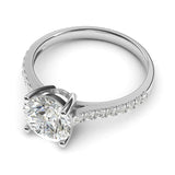 14k White Gold 2CT Classic 4-Prong Simulated Diamond Engagement Ring with Side Stones Promise Bridal Ring
