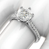 Sterling Silver 2 Carats Classic 6-Prong Simulated Diamond Engagement Ring with Side Stones Promise Bridal Ring