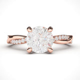 14k Rose Gold 4-Prong Petite Twisted Vine Simulated 1.0 CT Diamond Engagement Ring Promise Bridal Ring