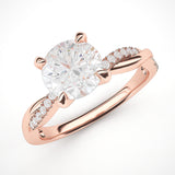 14k Rose Gold 4-Prong Petite Twisted Vine Simulated 1.0 CT Diamond Engagement Ring Promise Bridal Ring