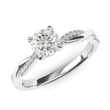 10k White Gold 4-Prong Petite Twisted Vine Simulated 1.0 CT Diamond Engagement Ring Promise Bridal Ring