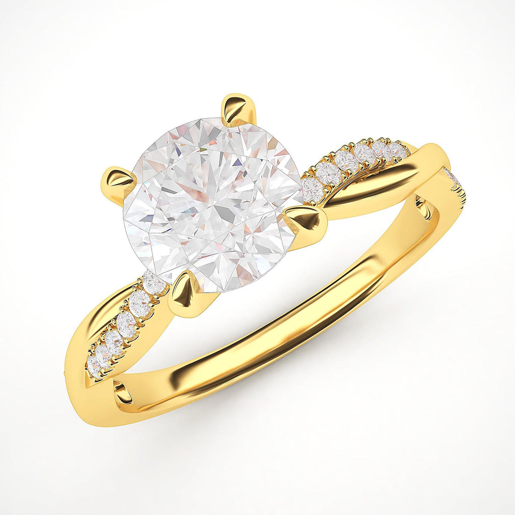10k Yellow Gold 4-Prong Petite Twisted Vine Simulated 1.0 CT Diamond Engagement Ring Promise Bridal Ring