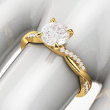 14k Yellow Gold 4-Prong Petite Twisted Vine Simulated 1.0 CT Diamond Engagement Ring Promise Bridal Ring