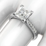 Sterling Silver Solitaire 1.5ct Simulated Princess Cut Diamond Engagement Ring with Side Stones Promise Bridal Ring