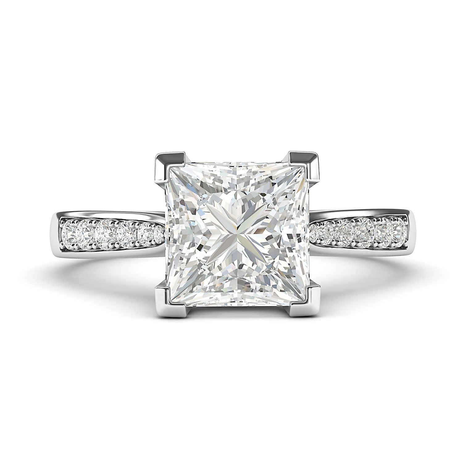 10k White Gold Solitaire 1.5ct Simulated Princess Cut