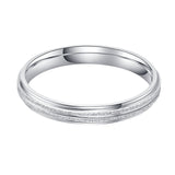 Unisex Comfort Fit Sterling Silver 3mm Sandblasted Finish Ring Grooved Wedding Band